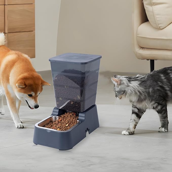 Pets Auto Feeder 5.2L,Food Feeder and Water Dispenser Set for Medium & Large Dogs Cats and Pets Animals (Navy)