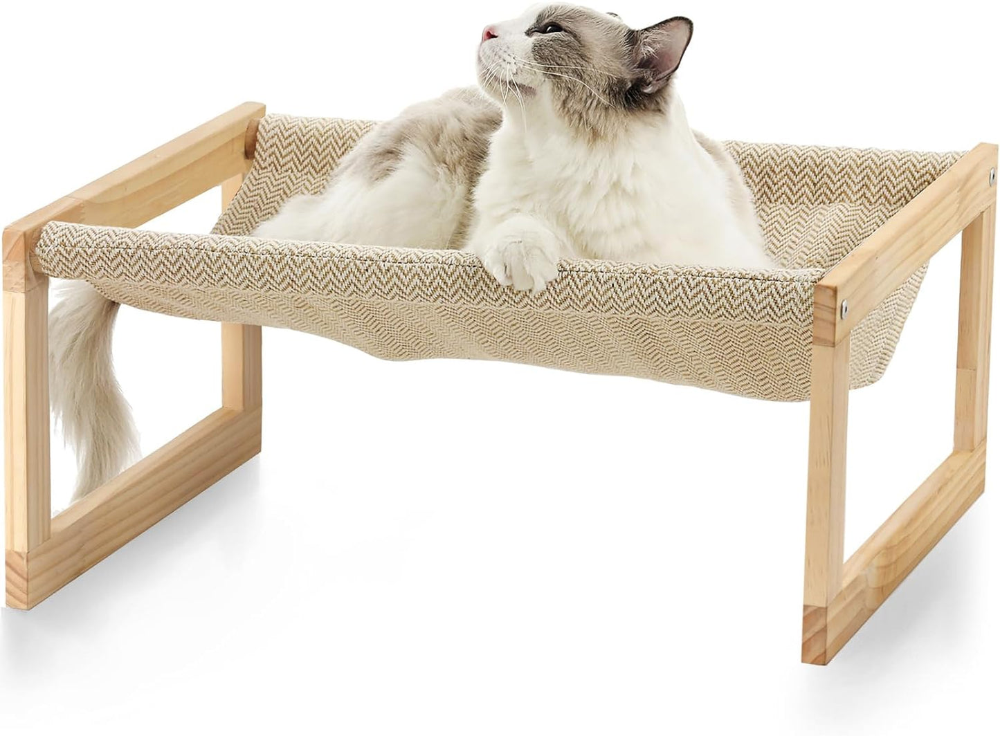 Dog Bed, Large Breathable Cat Bed, Wooden Cat Hammock for Outdoor, 21 X 16.5 Inch Elevated Pet Furniture Suitable for Kitty, Puppy, Rabbit, Bunny and Small Animal