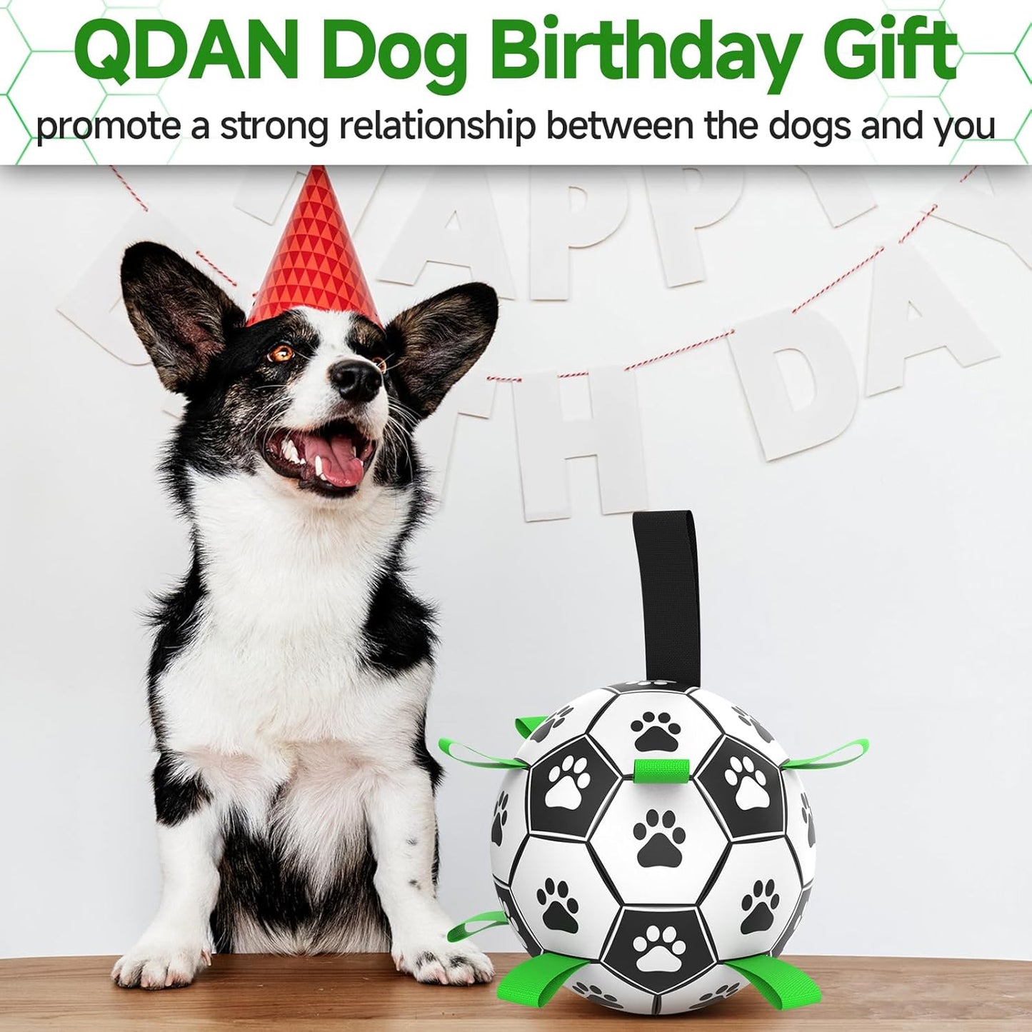Dog Toys Soccer Ball with Straps, Interactive Dog Toys for Tug of War, Puppy Birthday Gifts, Dog Tug Toy, Dog Water Toy, Durable Dog Balls World Cup for Small & Medium Dogs(6 Inch)