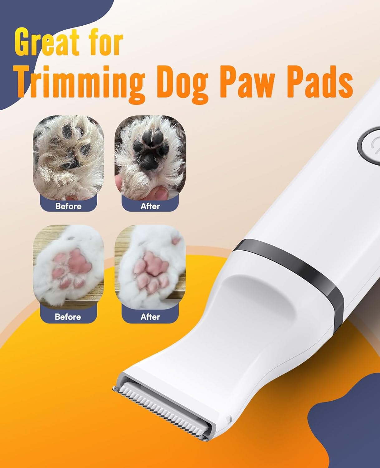 Pet Paw Trimmer,Corldless Quiet Dog Trimmer for Grooming with Double Blades,Low Noise 2 Speed Small Dog Grooming Clippers for Paws, Eyes, Ears, Face, Rump