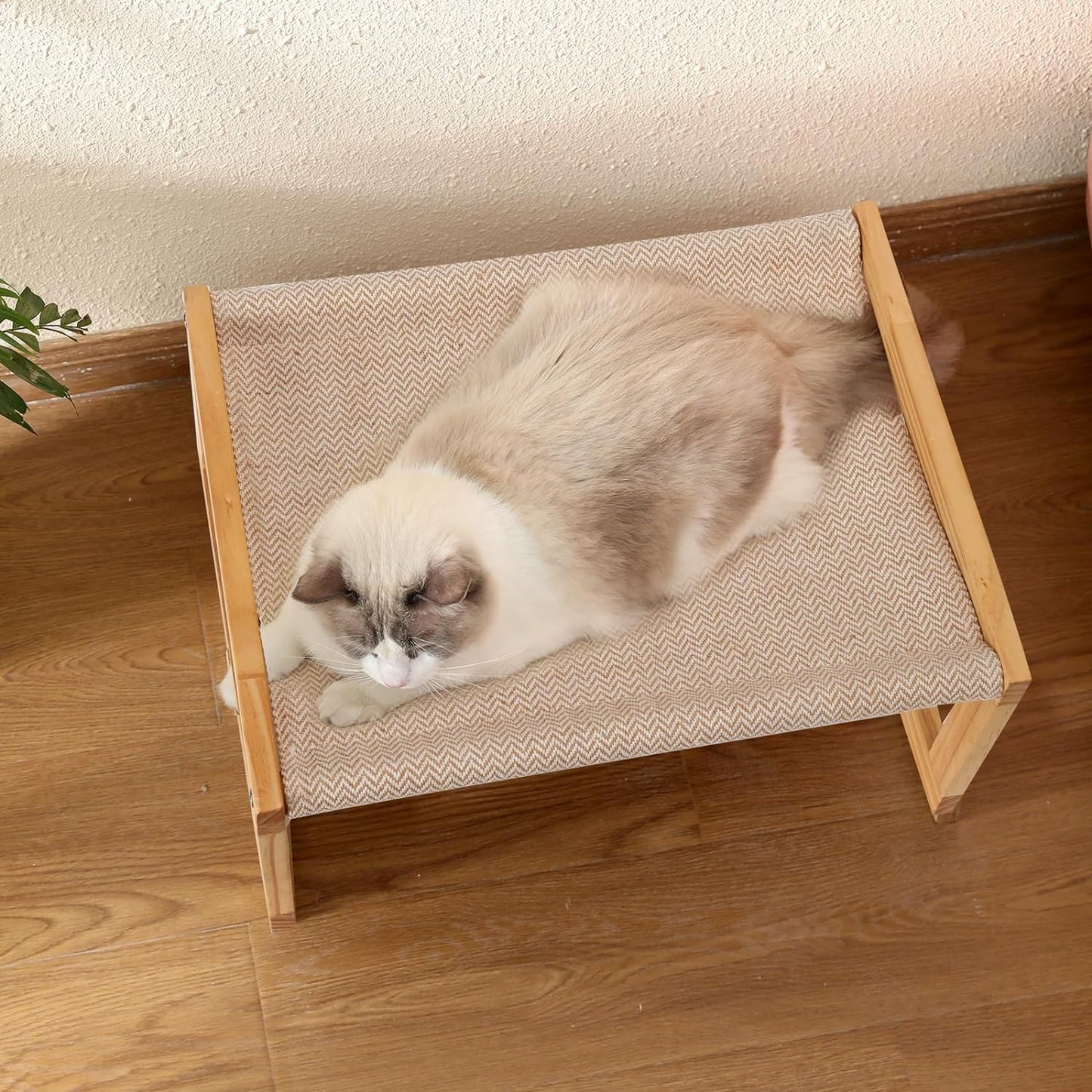 Dog Bed, Large Breathable Cat Bed, Wooden Cat Hammock for Outdoor, 21 X 16.5 Inch Elevated Pet Furniture Suitable for Kitty, Puppy, Rabbit, Bunny and Small Animal