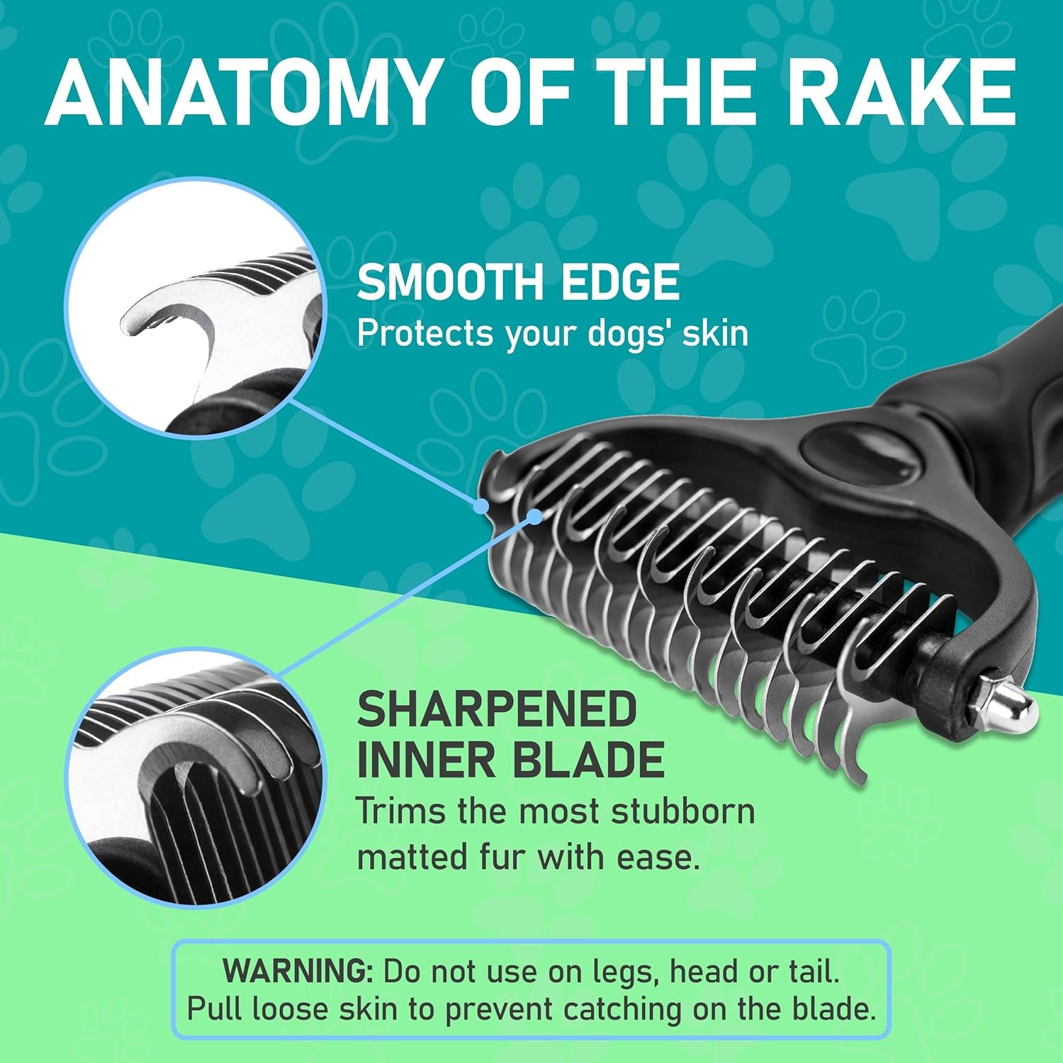 Hair Brush - Double Sided Shedding, Dematting Undercoat Rake for Dogs and Cats, Extra Wide Dog Grooming Brush, Reduce Shedding by 95%, Black
