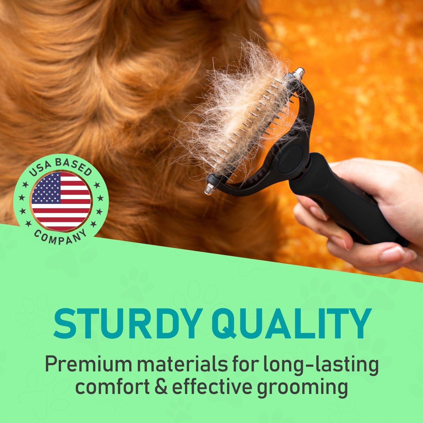 Hair Brush - Double Sided Shedding, Dematting Undercoat Rake for Dogs and Cats, Extra Wide Dog Grooming Brush, Reduce Shedding by 95%, Black