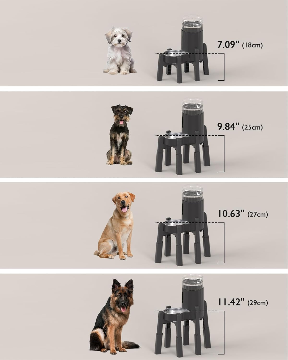 Dog Water Dispenser Stand, Holder for Pet Automatic Feeders, Width and Height Adjustable Elevated Stand for Pet Feerders, Suitable for Large Dogs [Stand Only]