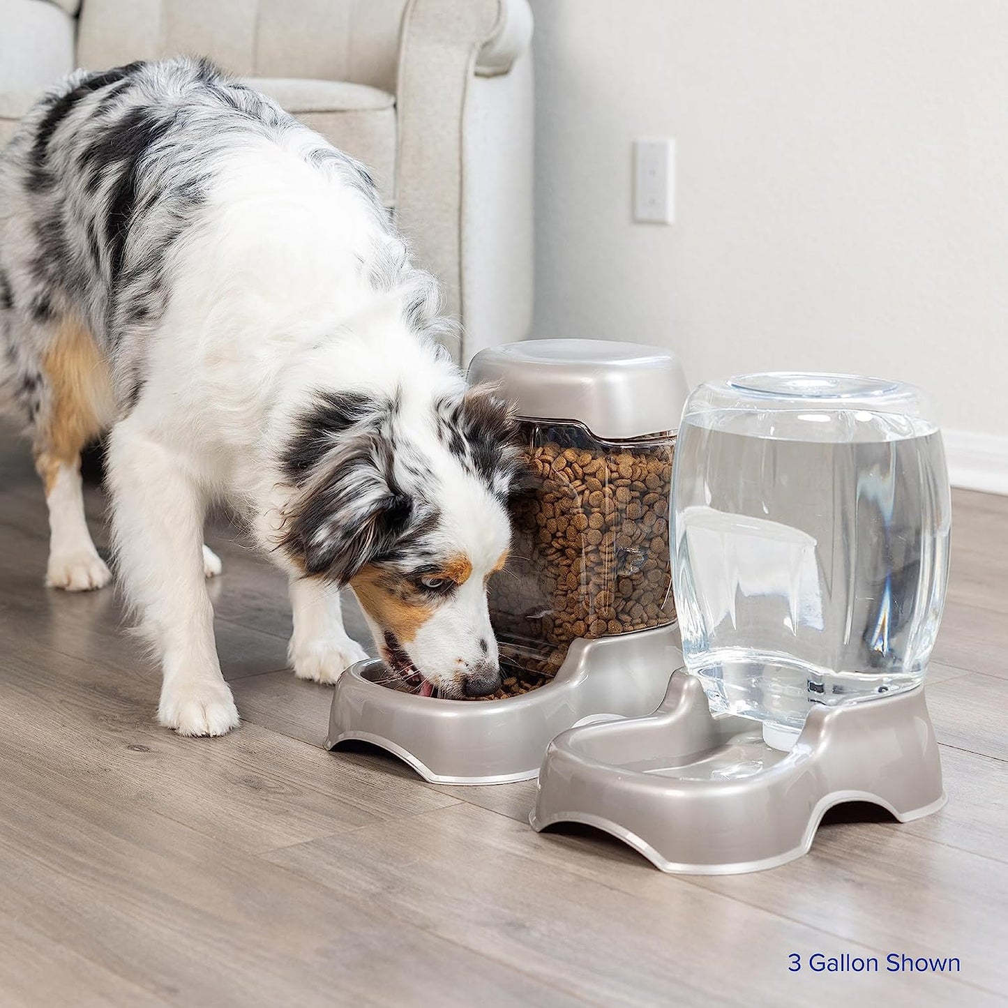 Pet Cafe Cat and Dog Water Dispenser - Water Bowl for Cats and Dogs, USA Made, 3 GAL, Pearl Ash Blue