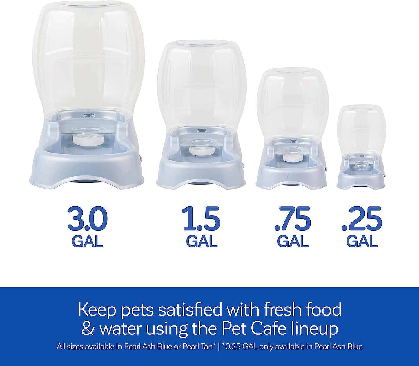 Pet Cafe Cat and Dog Water Dispenser - Water Bowl for Cats and Dogs, USA Made, 3 GAL, Pearl Ash Blue