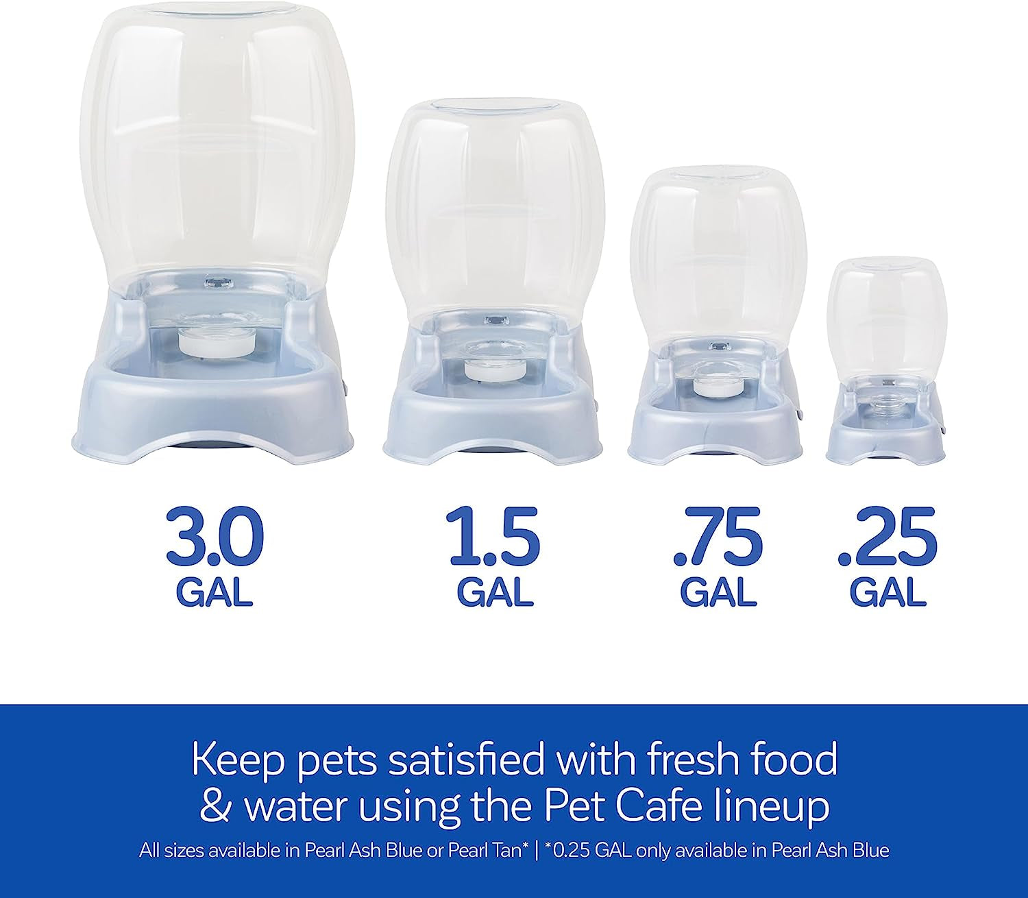 Pet Cafe Cat and Dog Water Dispenser - Water Bowl for Cats and Dogs, USA Made, 3 GAL, Pearl Ash Blue