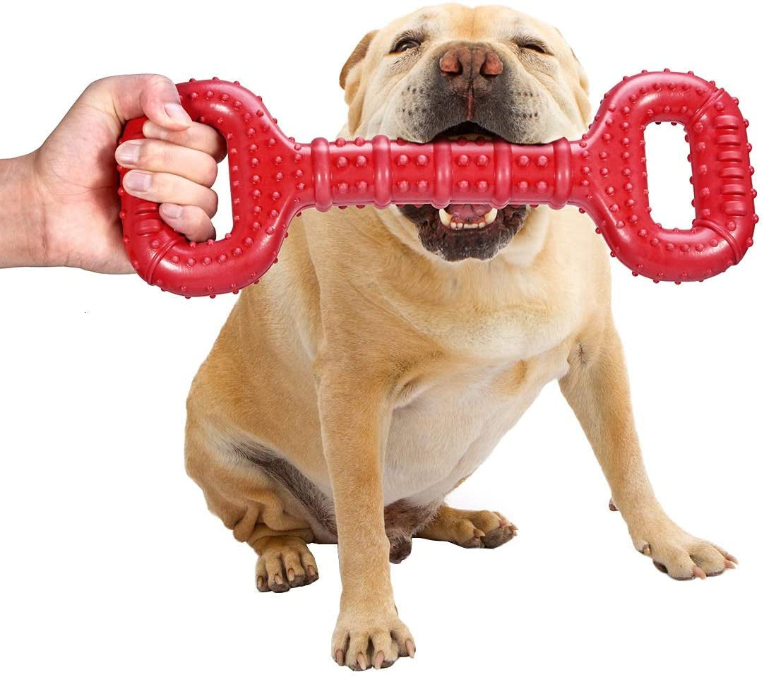 Dog Toys for Aggressive Chewers Large Breed, 15 Inch Interactive Long Lasting Dogs Toy with Convex Design Natural Rubber Tug-Of-War Toy for Medium Large Tooth Clean(Red)