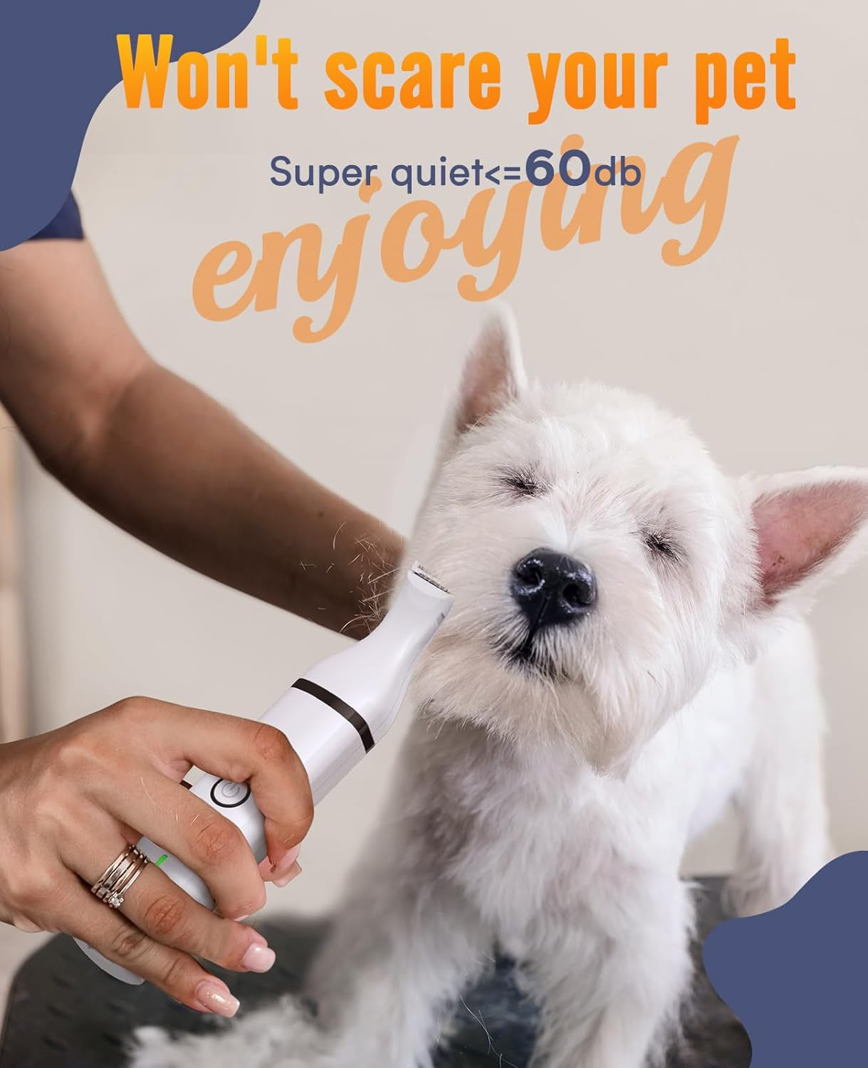 Pet Paw Trimmer,Corldless Quiet Dog Trimmer for Grooming with Double Blades,Low Noise 2 Speed Small Dog Grooming Clippers for Paws, Eyes, Ears, Face, Rump