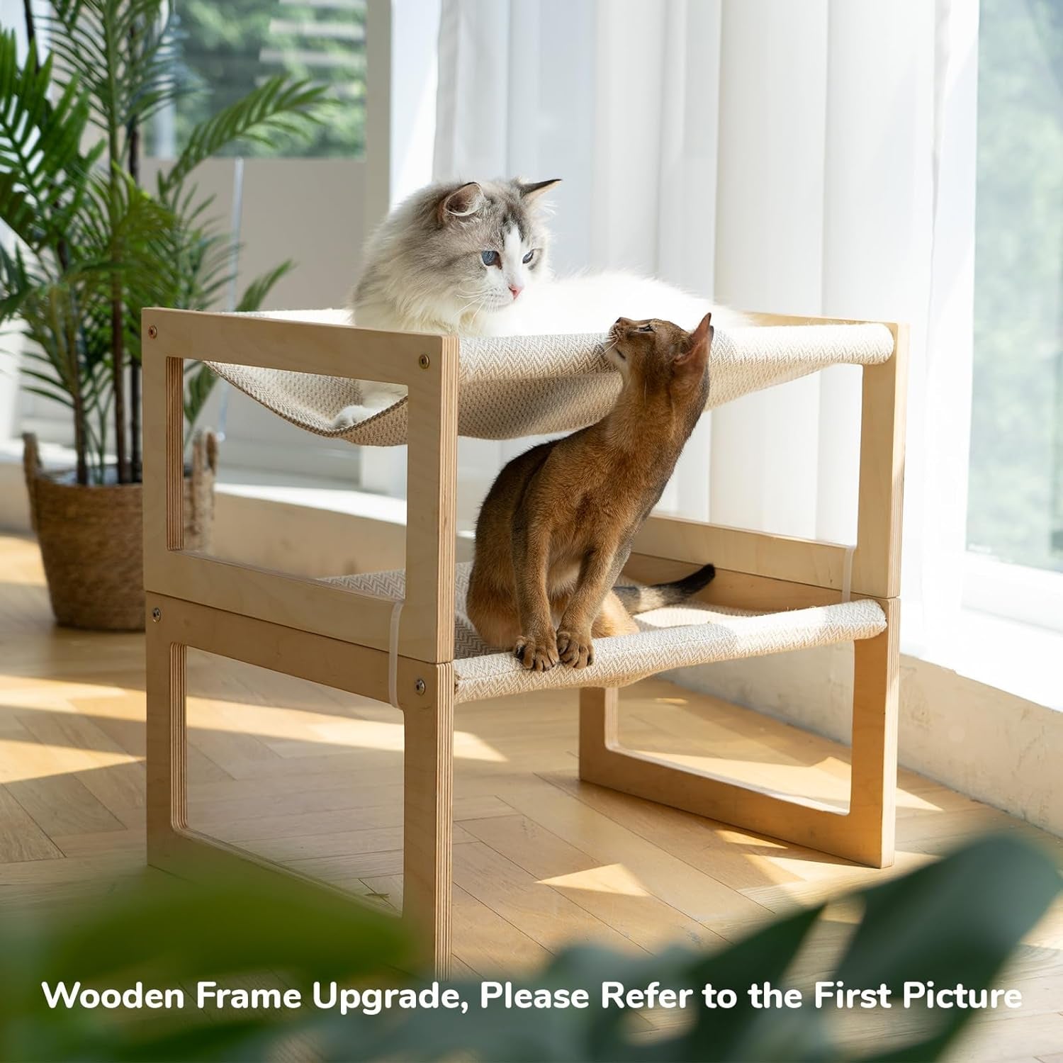 Dog Bed, Large Breathable Cat Bed, Wooden Cat Hammock for Outdoor, 21 X 16.5 Inch Elevated Pet Furniture Suitable for Kitty, Puppy, Rabbit, Bunny and Small Animal