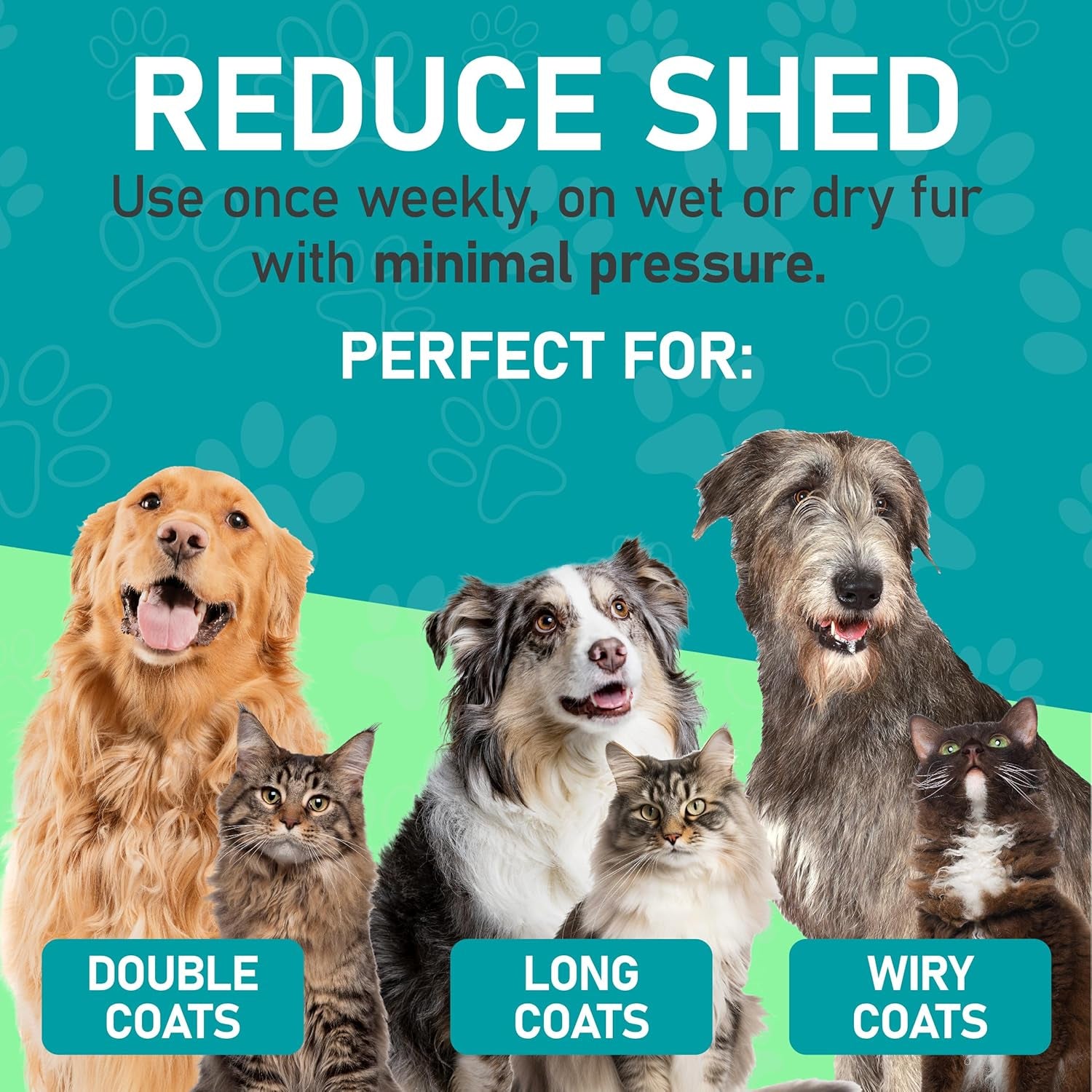 Hair Brush - Double Sided Shedding, Dematting Undercoat Rake for Dogs and Cats, Extra Wide Dog Grooming Brush, Reduce Shedding by 95%, Black