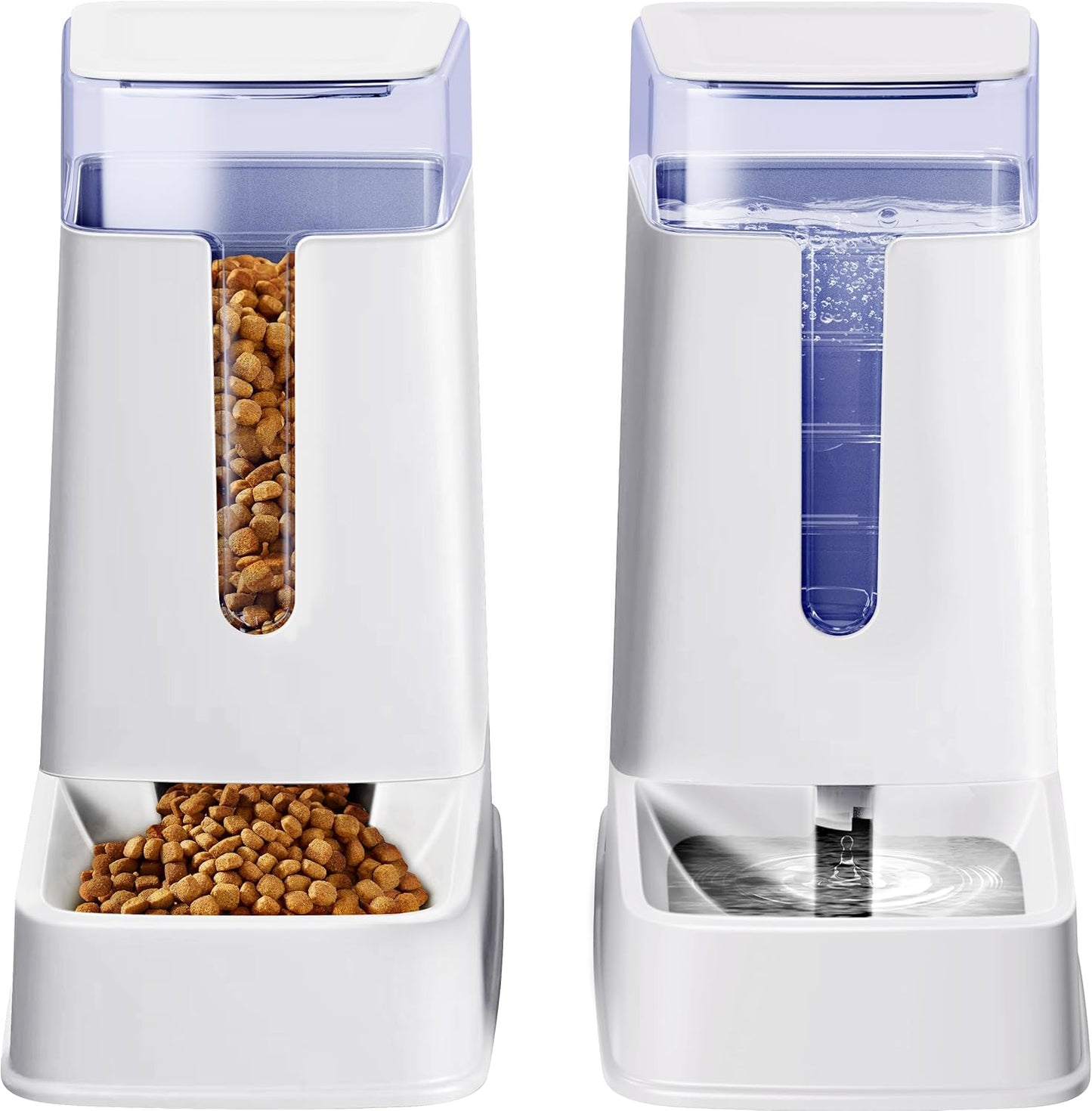 2 Packs Automatic Cat Feeder and Waterer, Gravity Dog Food and Water Dispenser Set for Small Medium Big Pets Cats Dogs Puppy Kitten, 1 Gallon X 2