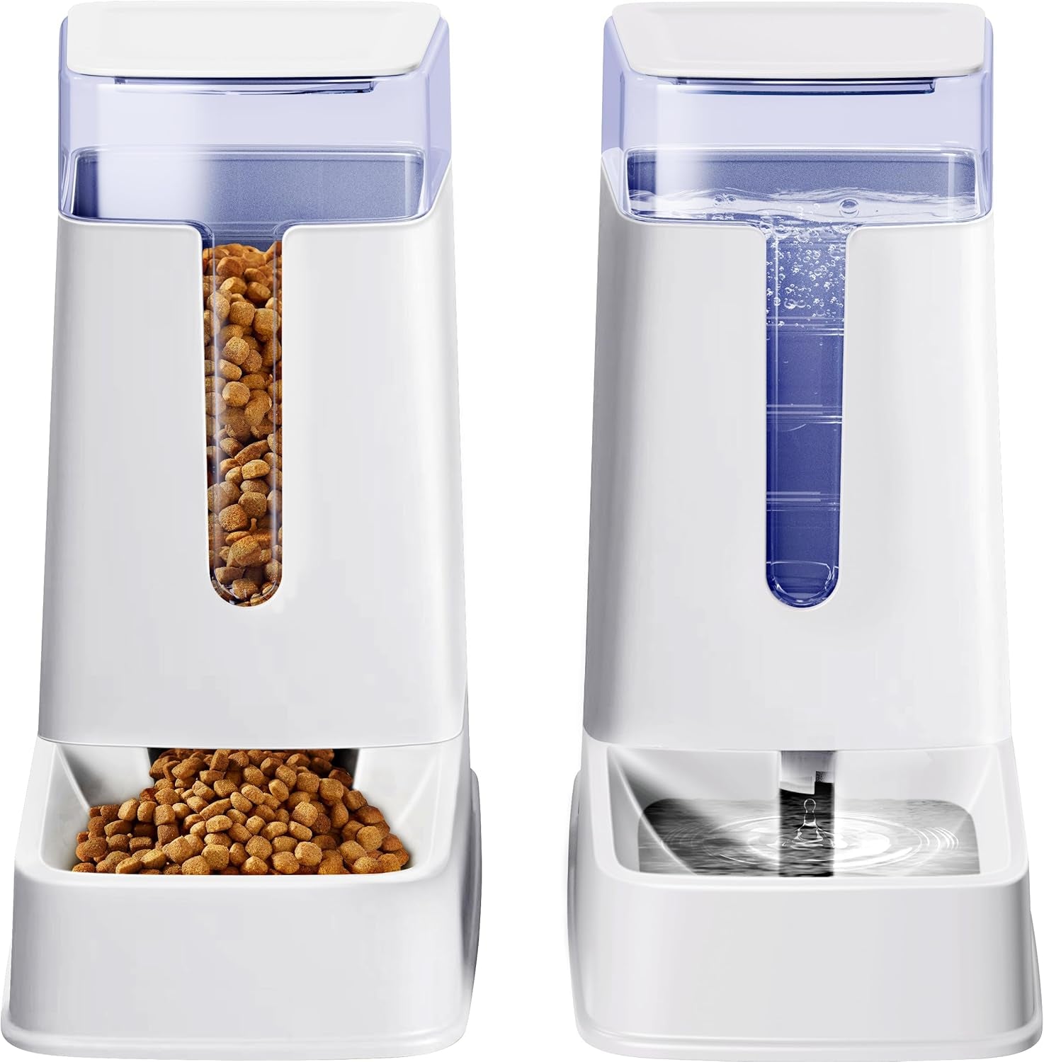 2 Packs Automatic Cat Feeder and Waterer, Gravity Dog Food and Water Dispenser Set for Small Medium Big Pets Cats Dogs Puppy Kitten, 1 Gallon X 2