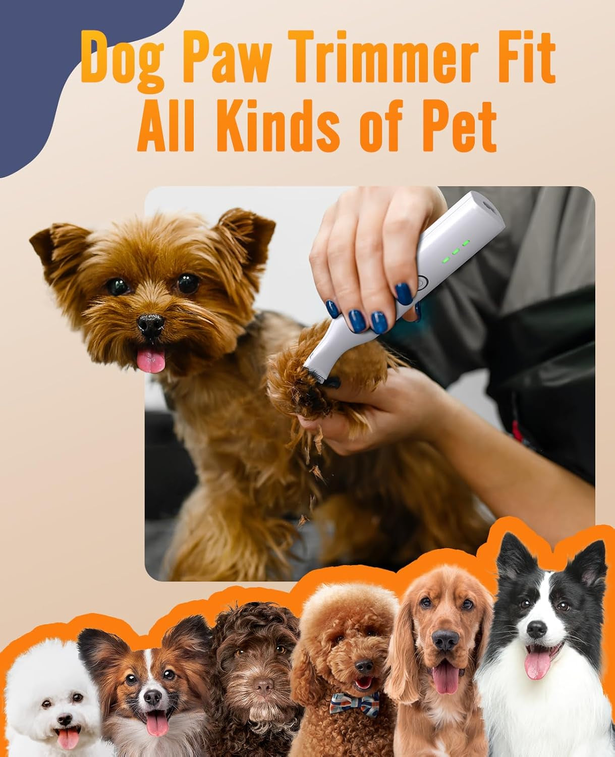 Pet Paw Trimmer,Corldless Quiet Dog Trimmer for Grooming with Double Blades,Low Noise 2 Speed Small Dog Grooming Clippers for Paws, Eyes, Ears, Face, Rump