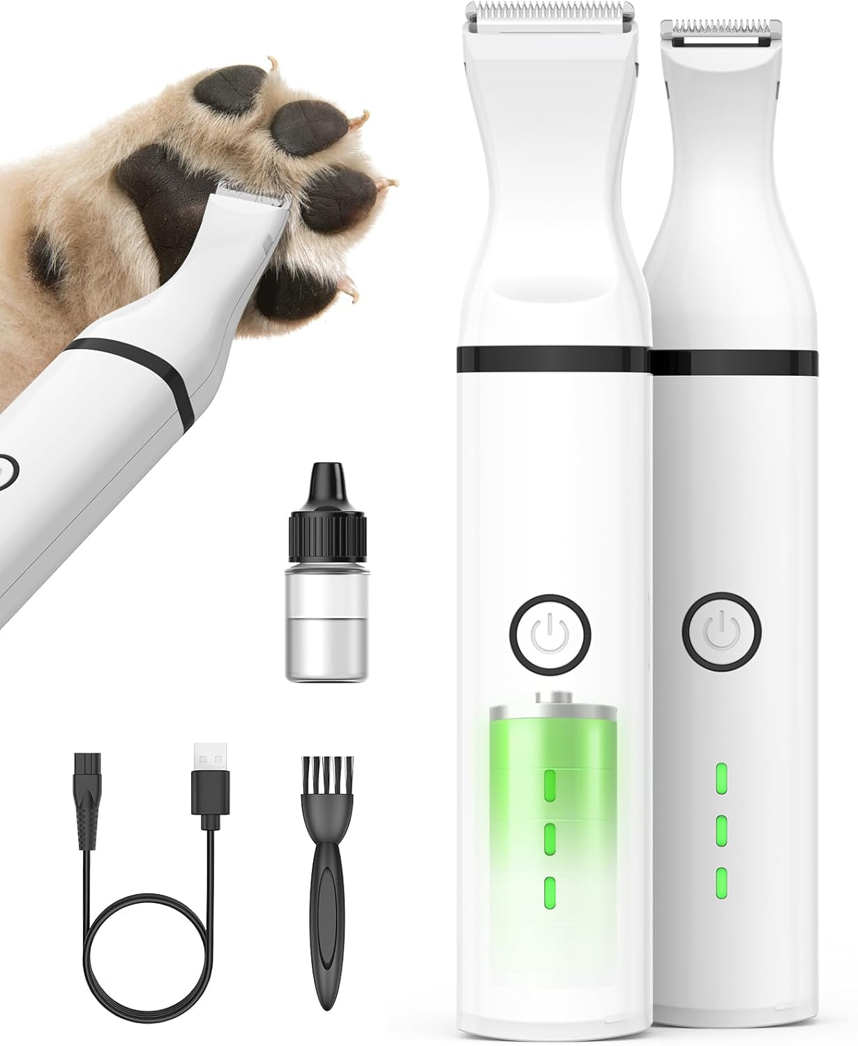 Pet Paw Trimmer,Corldless Quiet Dog Trimmer for Grooming with Double Blades,Low Noise 2 Speed Small Dog Grooming Clippers for Paws, Eyes, Ears, Face, Rump