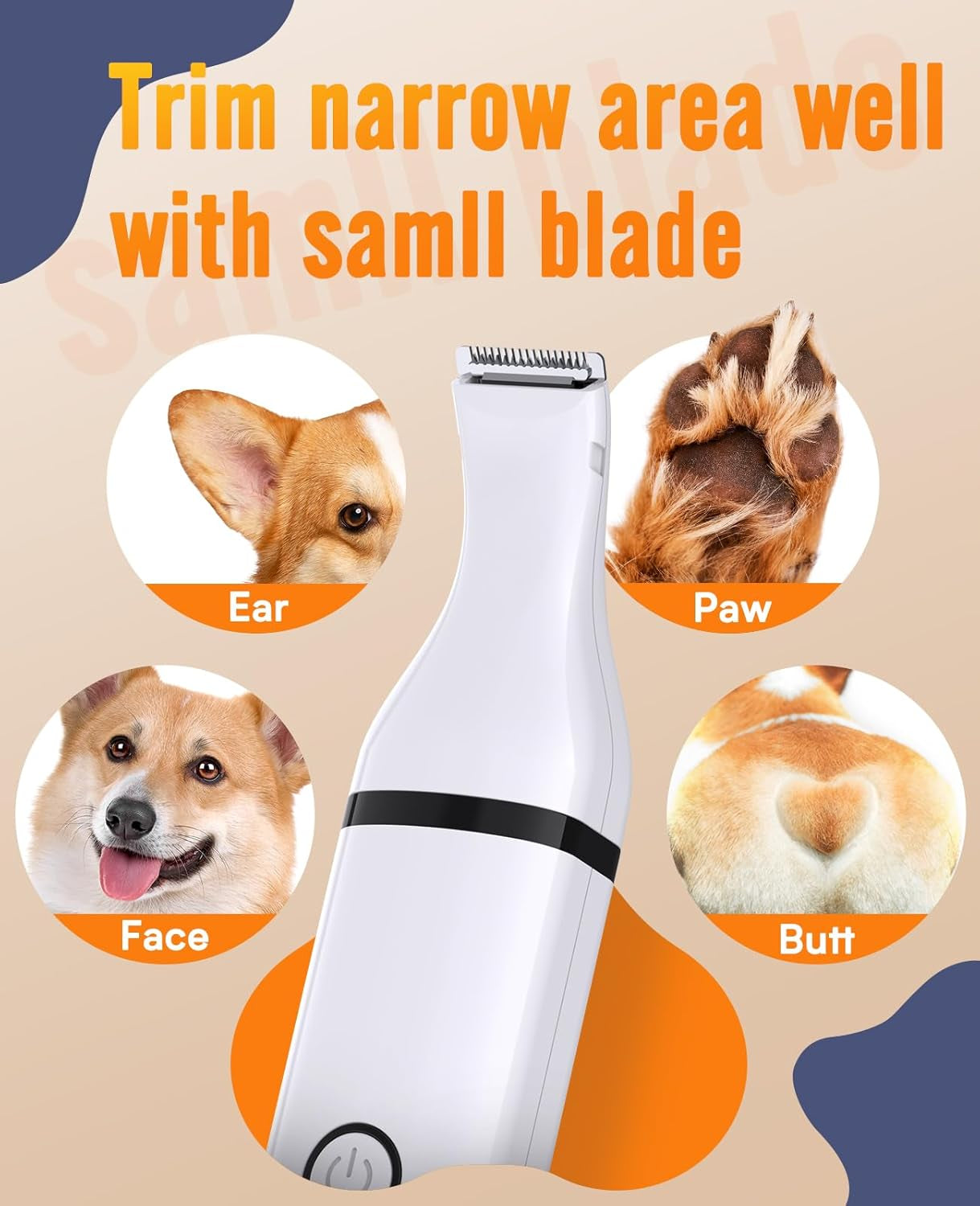 Pet Paw Trimmer,Corldless Quiet Dog Trimmer for Grooming with Double Blades,Low Noise 2 Speed Small Dog Grooming Clippers for Paws, Eyes, Ears, Face, Rump