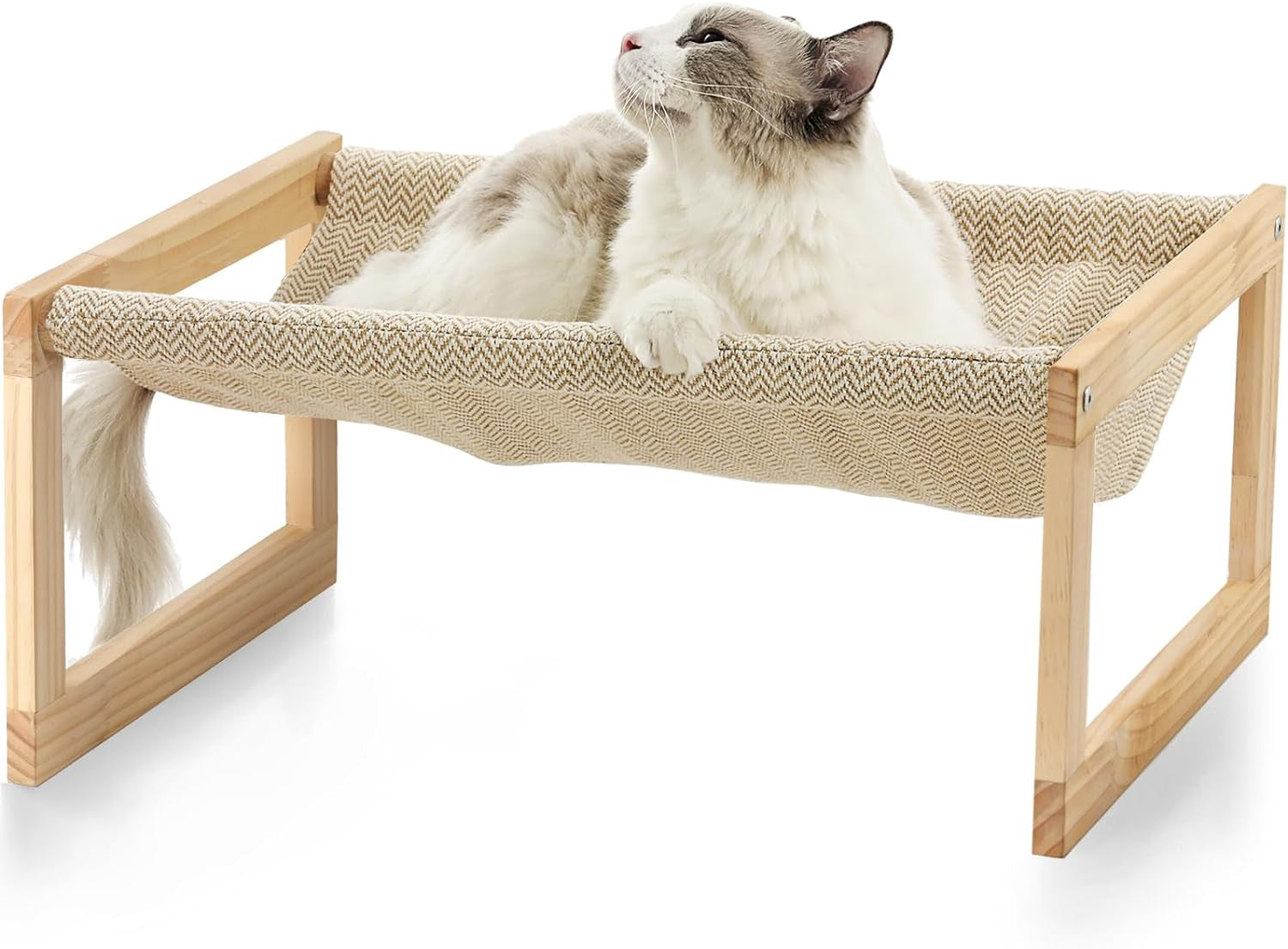 Dog Bed, Large Breathable Cat Bed, Wooden Cat Hammock for Outdoor, 21 X 16.5 Inch Elevated Pet Furniture Suitable for Kitty, Puppy, Rabbit, Bunny and Small Animal