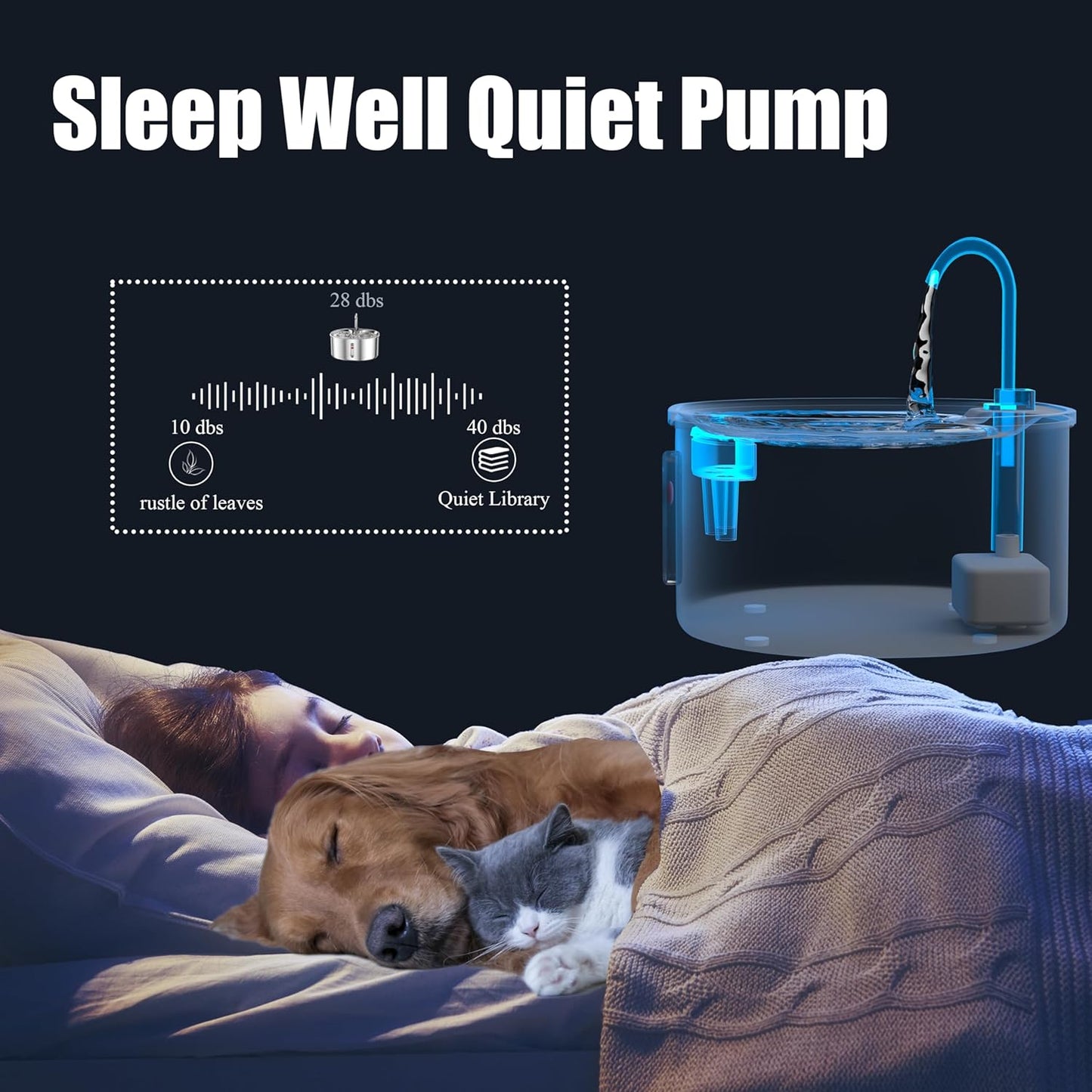 Cat Water Fountain, Dog Water Bowl Dispenser Stainless Steel, 3.2L/ 108Oz Large Capacity Pet Fountain, Quiet Circulating Filtration System Water Feeder Automatic Metal Drink Supplier Kitten