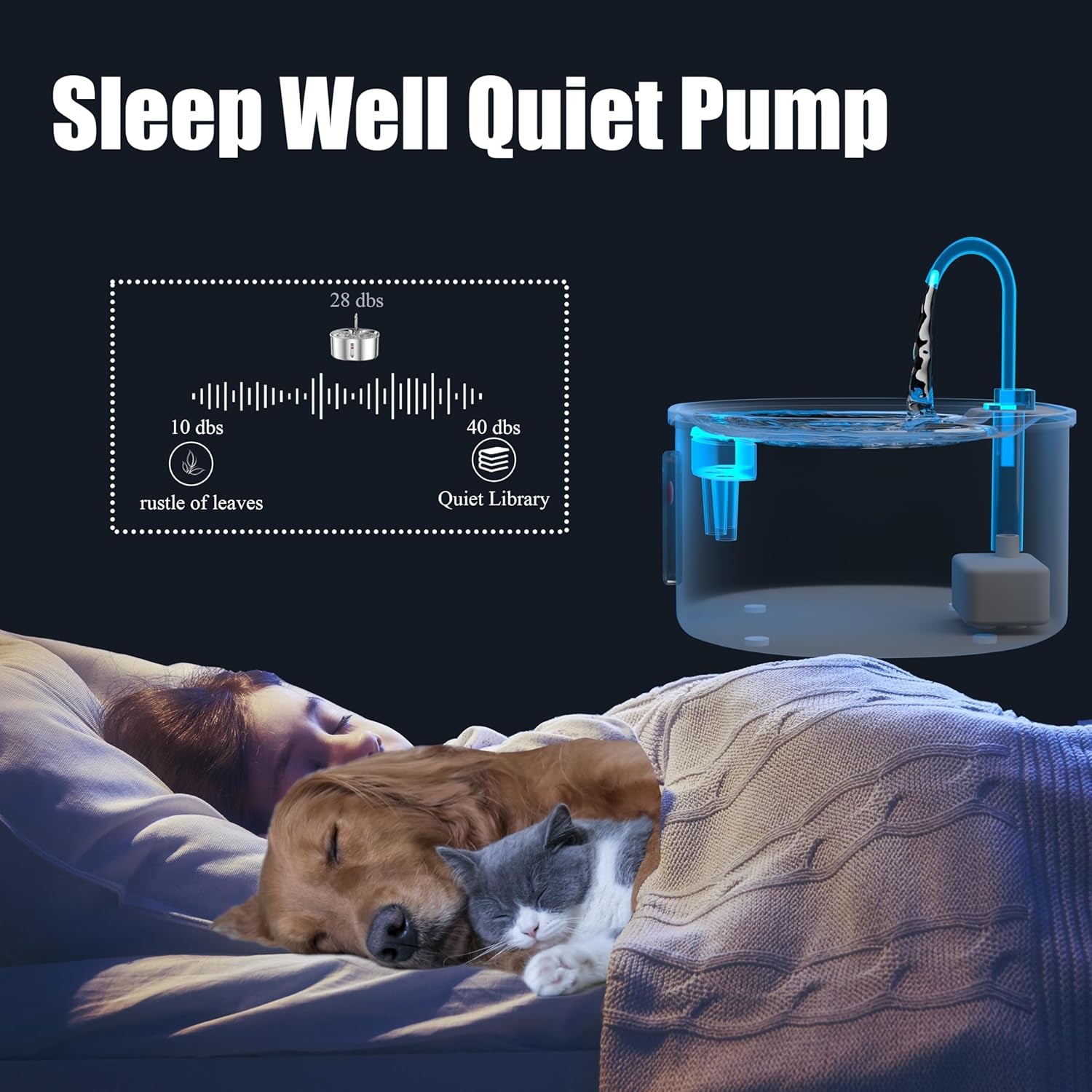 Cat Water Fountain, Dog Water Bowl Dispenser Stainless Steel, 3.2L/ 108Oz Large Capacity Pet Fountain, Quiet Circulating Filtration System Water Feeder Automatic Metal Drink Supplier Kitten