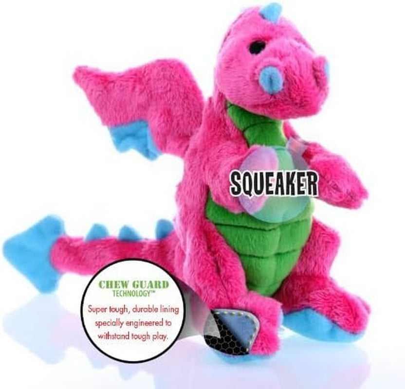 Bubble Plush Dragons Squeaky Dog Toy, Chew Guard Technology - Pink, Small