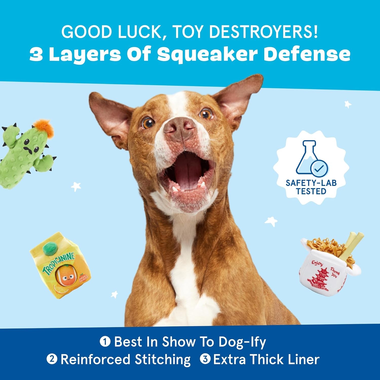 under the Sea Bundle - 3 Toys for Medium and Large Dogs - Squeaky Dog Toys, Tug Toys, Plush Chew Toys - Maggie Mahi, Shify Sid the Squid, Moby Lick