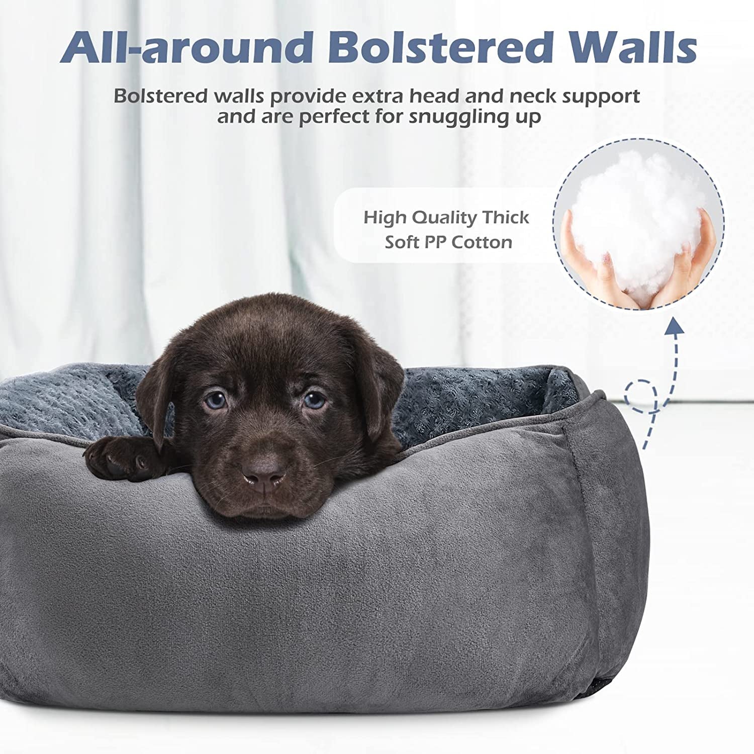 Small Dog Bed for Large Medium Small Dogs, Rectangle Washable Bed, Orthopedic Dog Bed, Soft Calming Sleeping Puppy Bed Durable Pet Cuddler with Anti-Slip Bottom S(20"X19"X6")