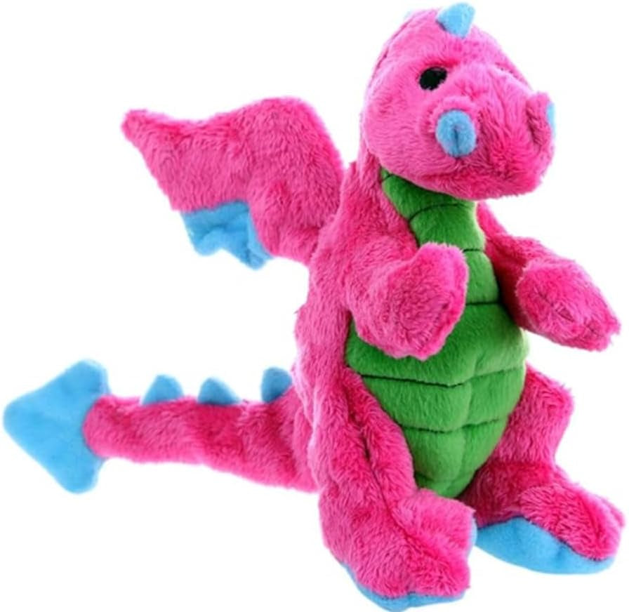 Bubble Plush Dragons Squeaky Dog Toy, Chew Guard Technology - Pink, Small