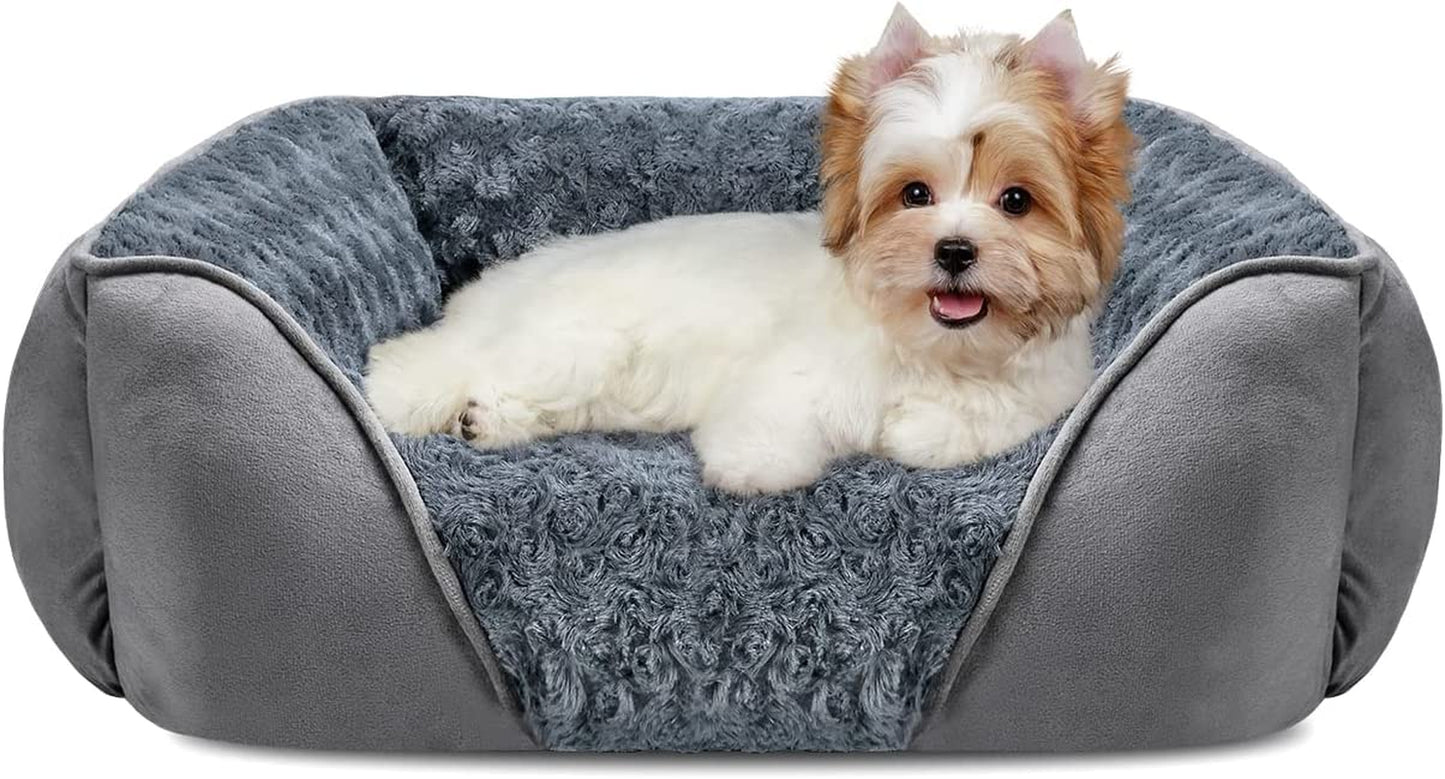 Small Dog Bed for Large Medium Small Dogs, Rectangle Washable Bed, Orthopedic Dog Bed, Soft Calming Sleeping Puppy Bed Durable Pet Cuddler with Anti-Slip Bottom S(20"X19"X6")